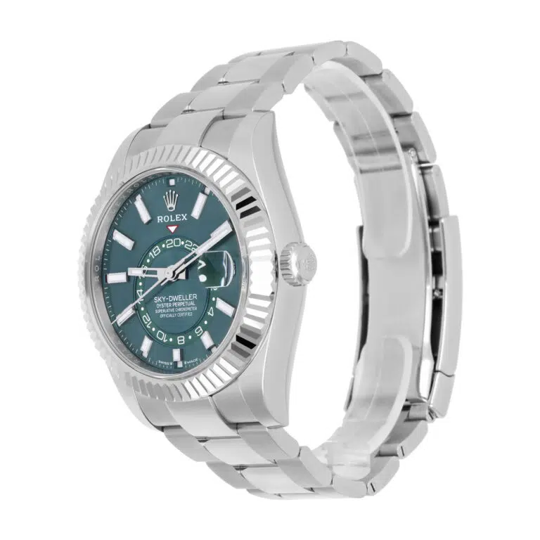 Rolex Sky-Dweller 336934 42mm Green Dial Fluted Stainless Steel Watch – image 4