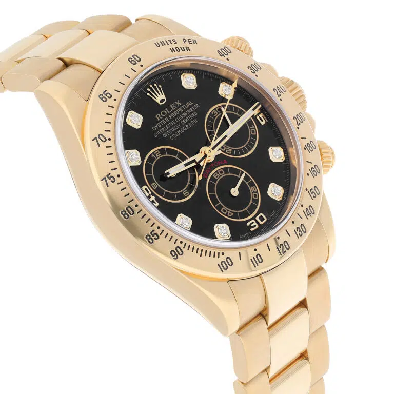 Rolex Cosmograph Daytona 126508-0003 Fixed Bezel  Black Diamond Dial Oyster Bracelet Yellow Gold Watch – image 4
