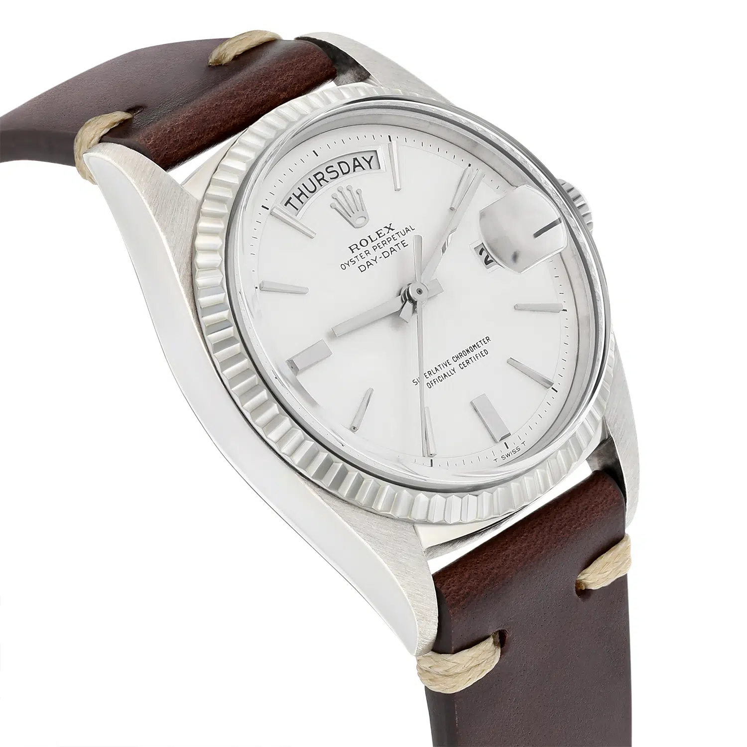 Rolex Day-Date 1803 36mm white gold, fluted bezel, silver dial - view 5
