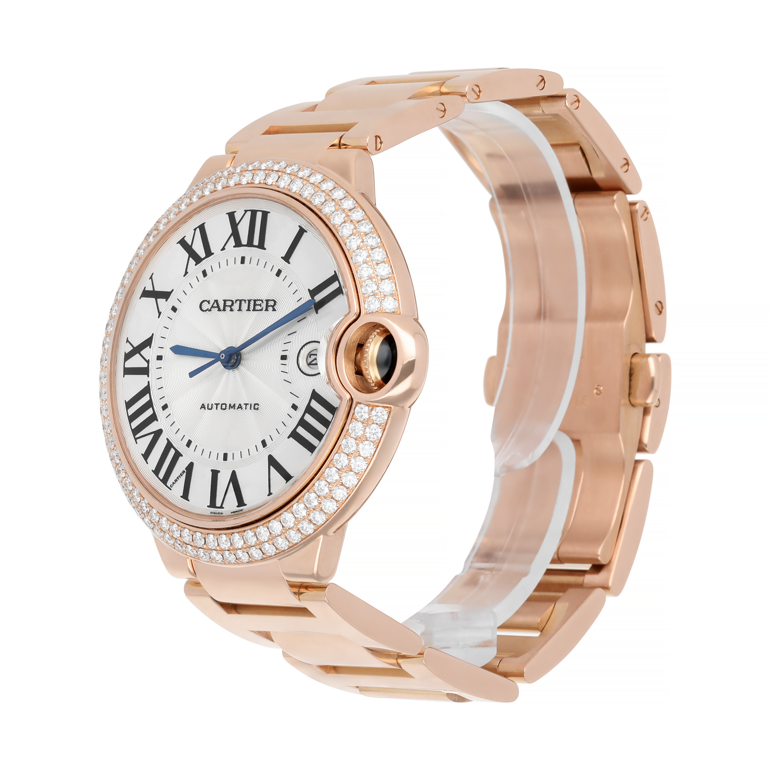 Cartier Ballon Bleu WE9008Z3 Rose Gold Silver Opaline Dial 42mm Watch - 2011 - Image 4