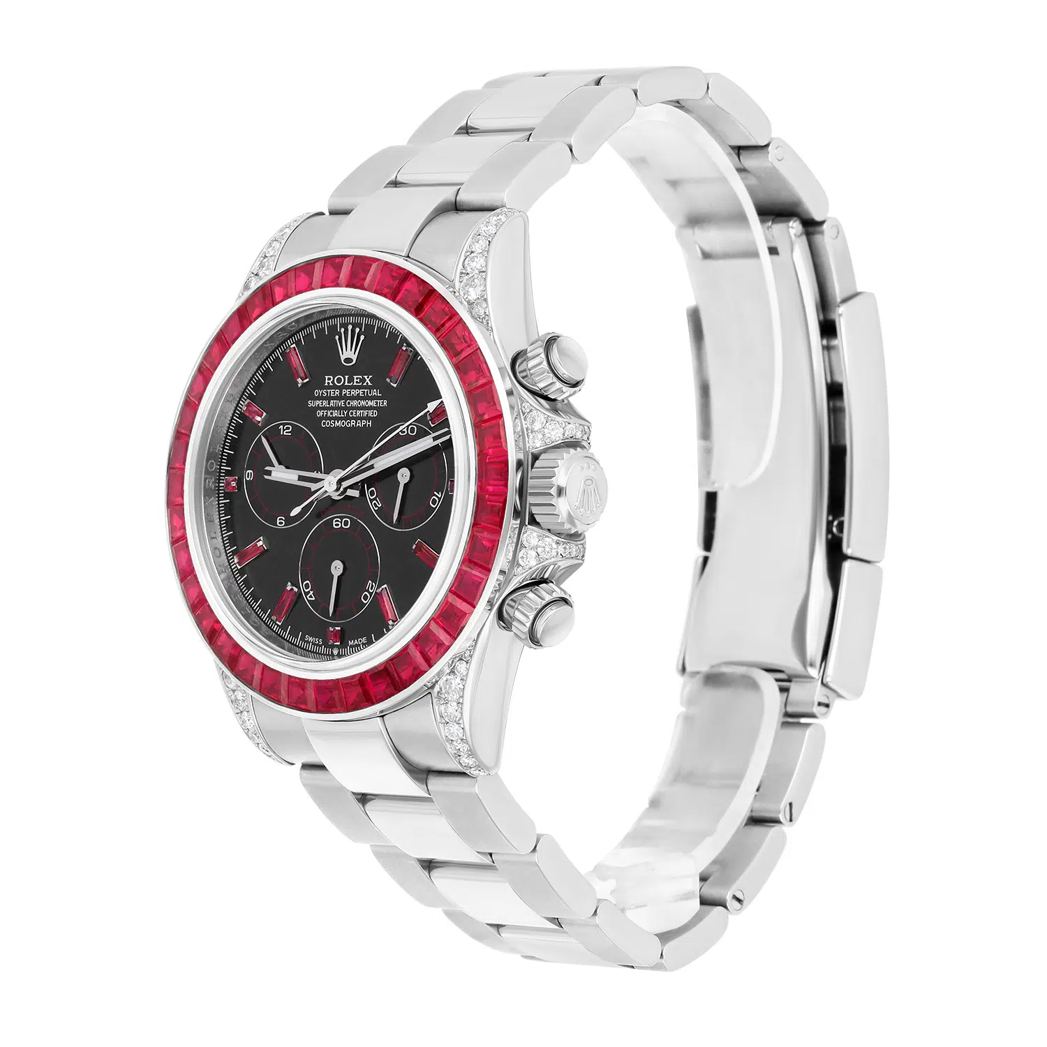 Rolex Daytona 116500LN Custom Black Dial Rubies Bezel Stainless Steel Watch – image 5