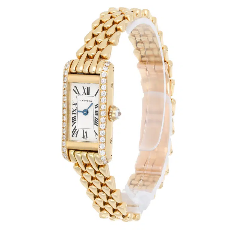 Cartier Tank WB3005K3 18K Yellow Gold Diamond Bezel Quartz Watch – image 5