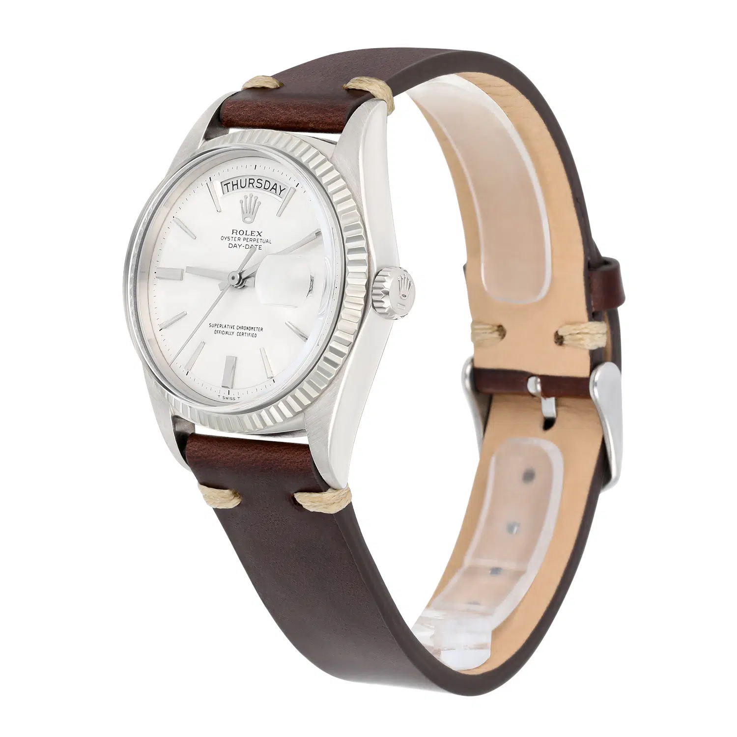Rolex Day-Date 1803 36mm white gold, fluted bezel, silver dial - view 4