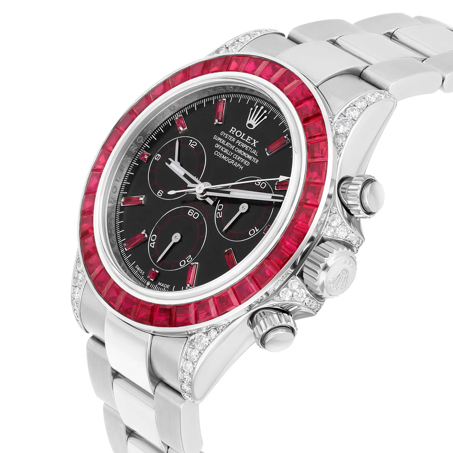 Rolex Daytona 116500LN Custom Black Dial Rubies Bezel Stainless Steel Watch – image 6
