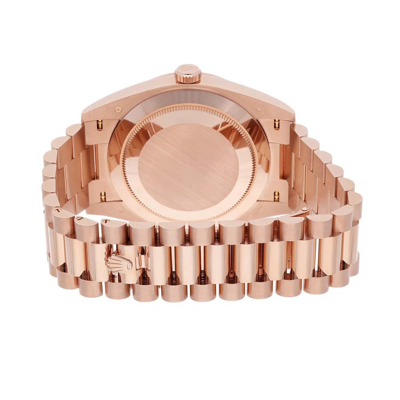 Rolex Day Date  228235-0002 Chocolate Roman Dial Fluted Bezel 18k Rose Gold Watch – image 7