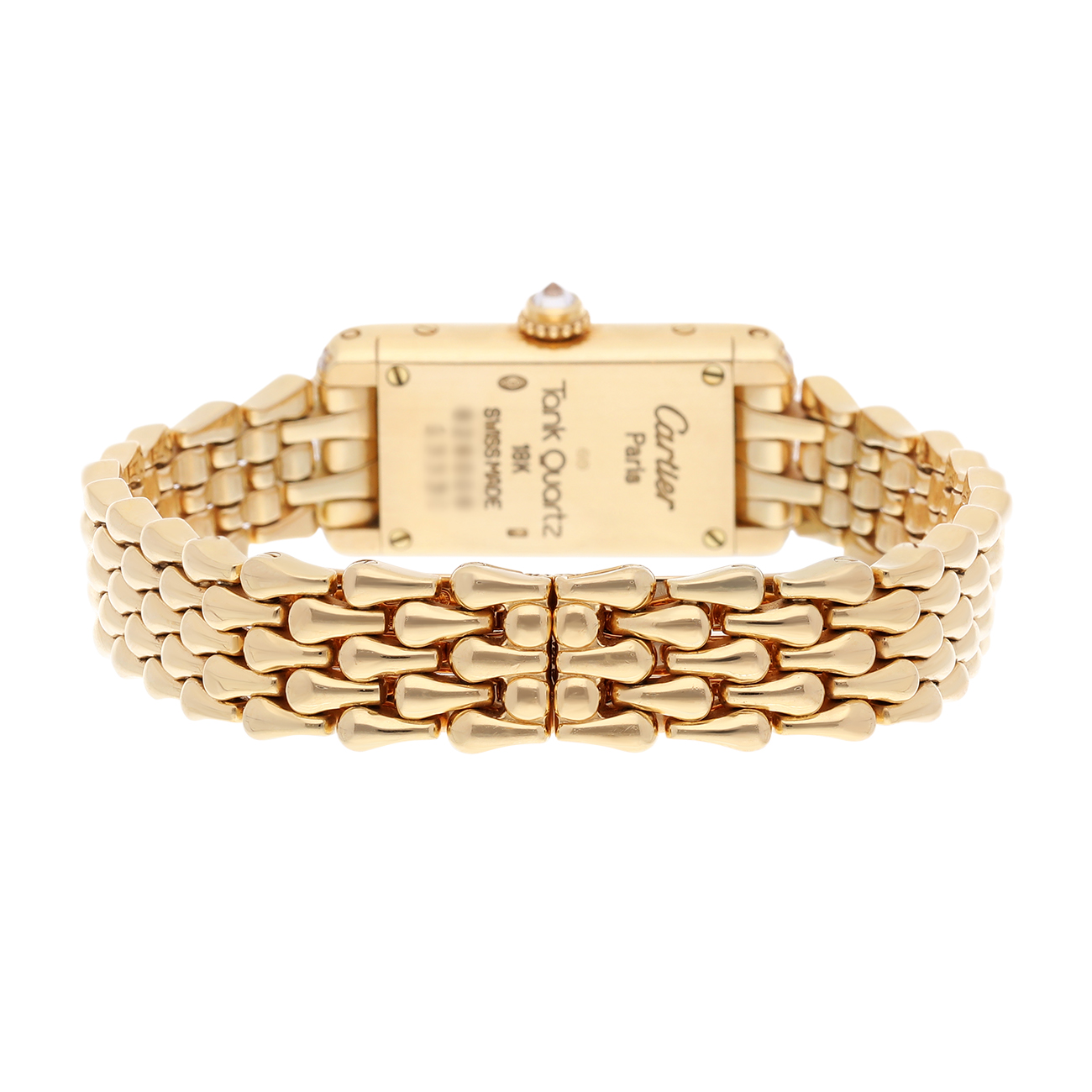 Cartier Tank WB3005K3 18K Yellow Gold Diamond Bezel Quartz Watch