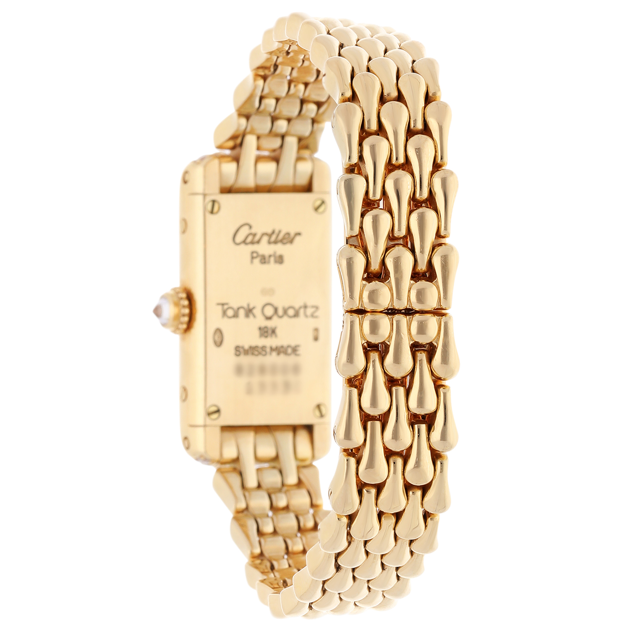 Cartier Tank WB3005K3 18K Yellow Gold Diamond Bezel Quartz Watch