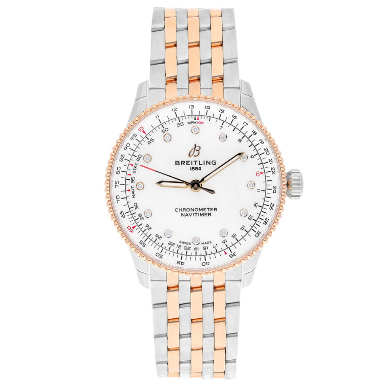 Breitling Navitimer U17327211A1U1 36mm White MOP Diamond Dial Stainless Steel & Rose Gold Watch
