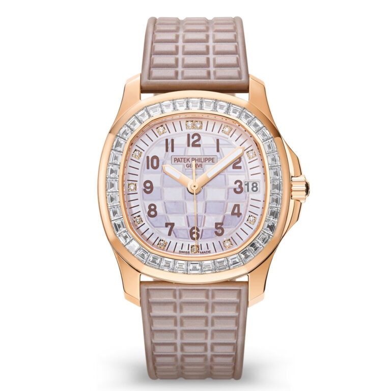 Patek Philippe Aquanaut 5072R-001 rose gold watch, engraved mother-of-pearl dial