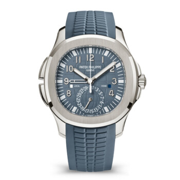 Patek Philippe Aquanaut 5164G-001 white gold watch, opaline blue-gray dial detail