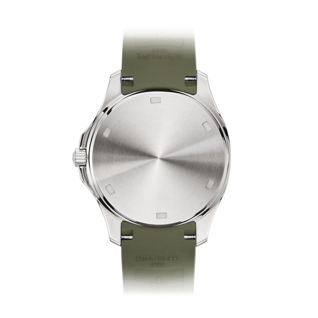 Patek Philippe Aquanaut Luce 5267/200A-011 stainless steel watch, khaki green dial detail