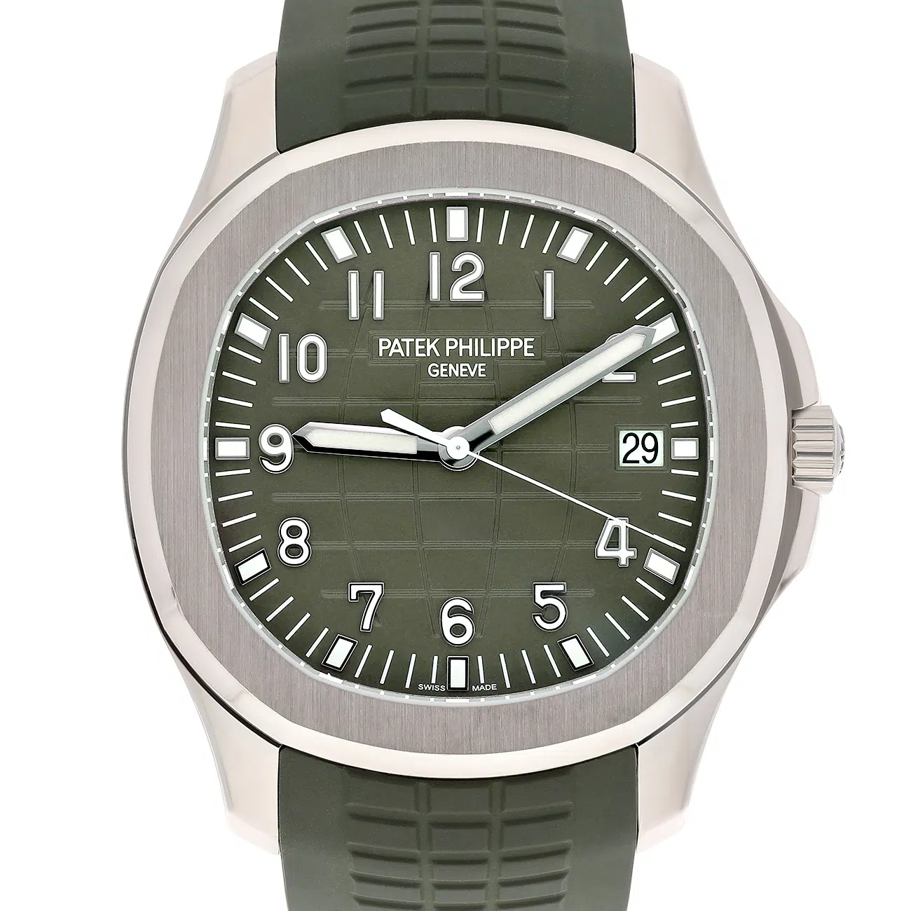 Patek Philippe Aquanaut 5168G-010 Khaki green embossed Dial White Gold Watch – image 3