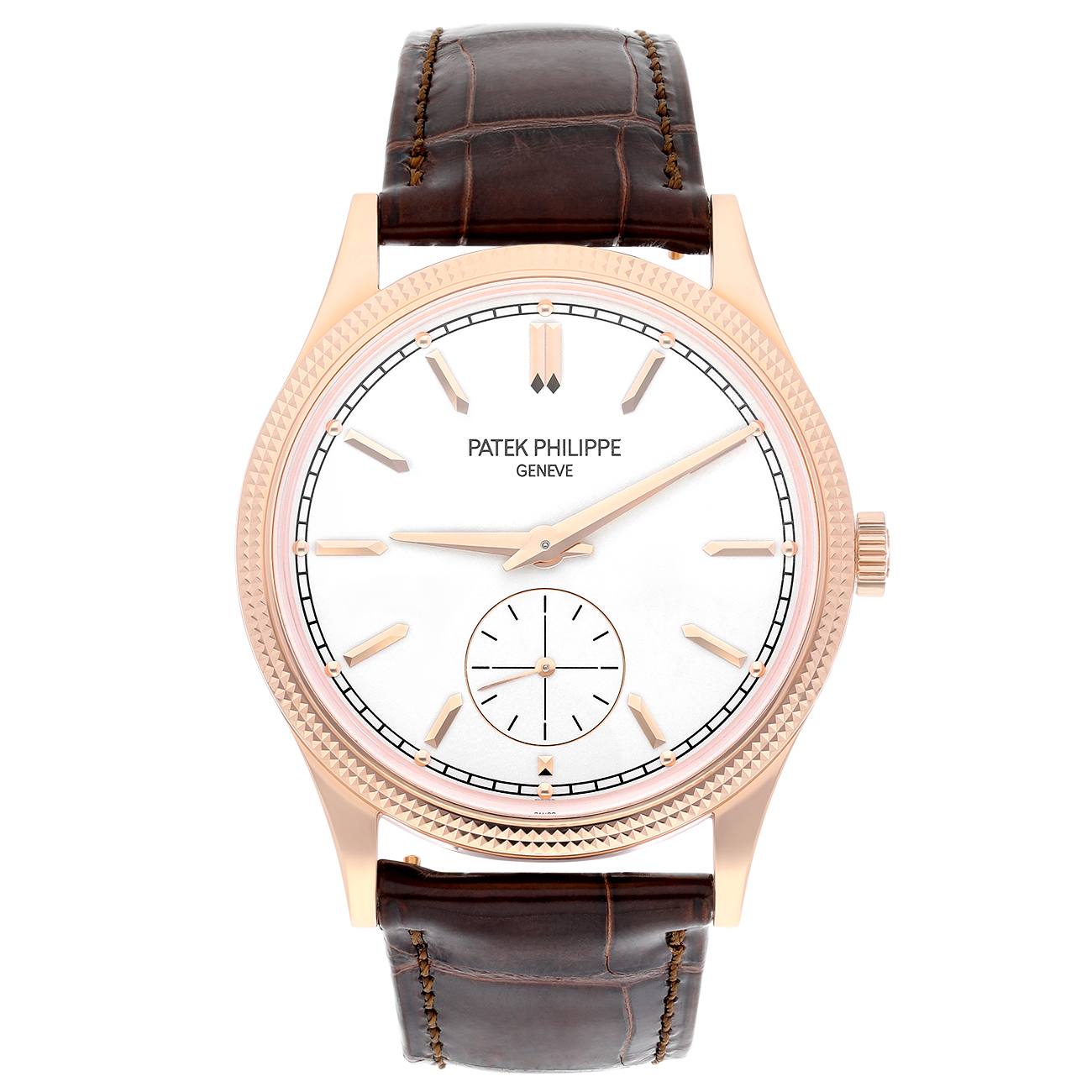 Patek Philippe Calatrava 6119R-001 Silvery Grained Dial Rose Gold Watch