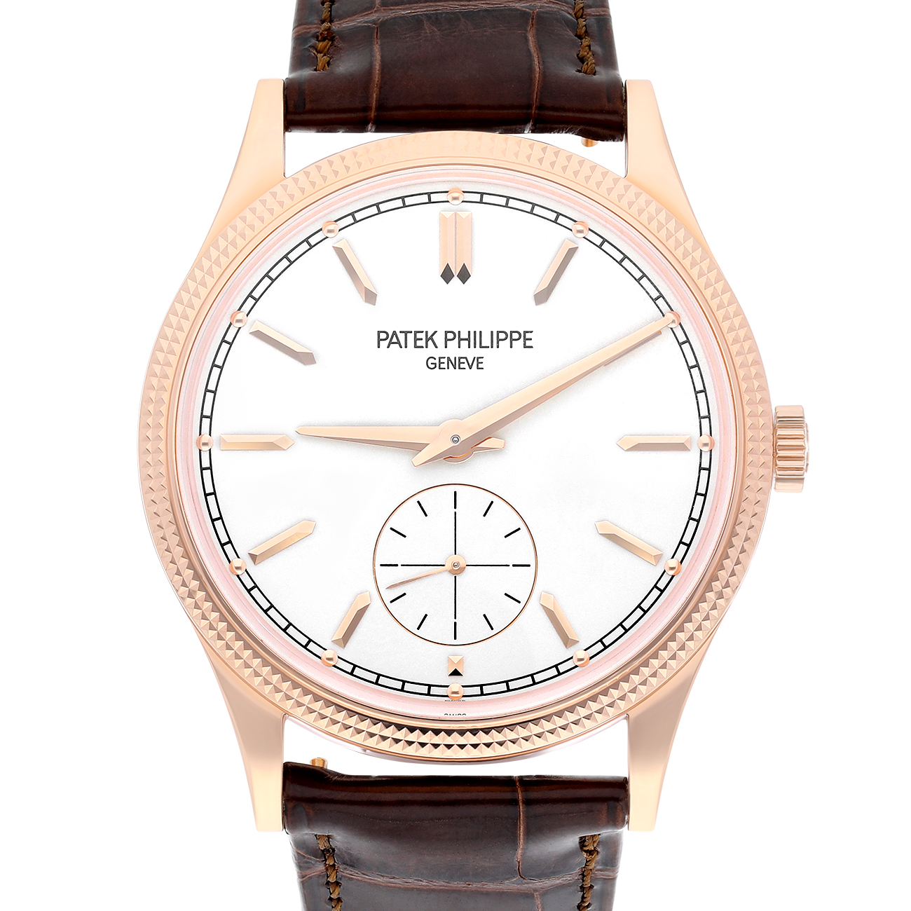 Patek Philippe Calatrava 6119R-001 Silvery Grained Dial Rose Gold Watch