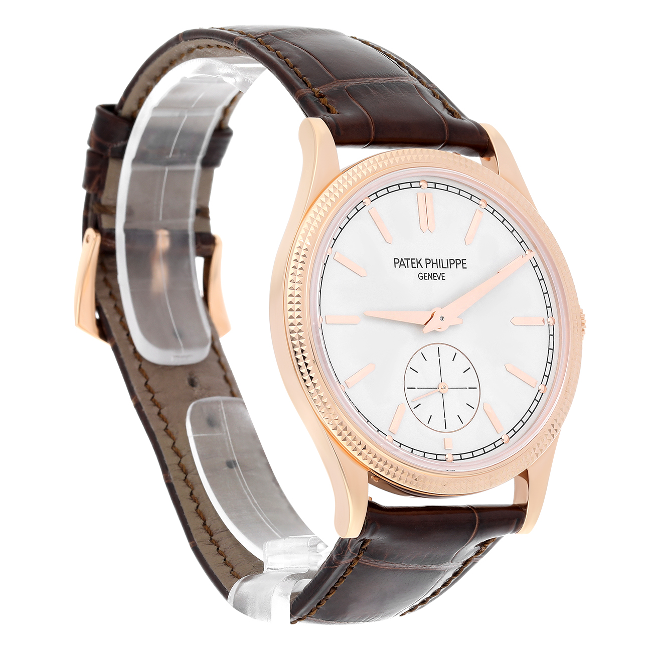 Patek Philippe Calatrava 6119R-001 Silvery Grained Dial Rose Gold Watch