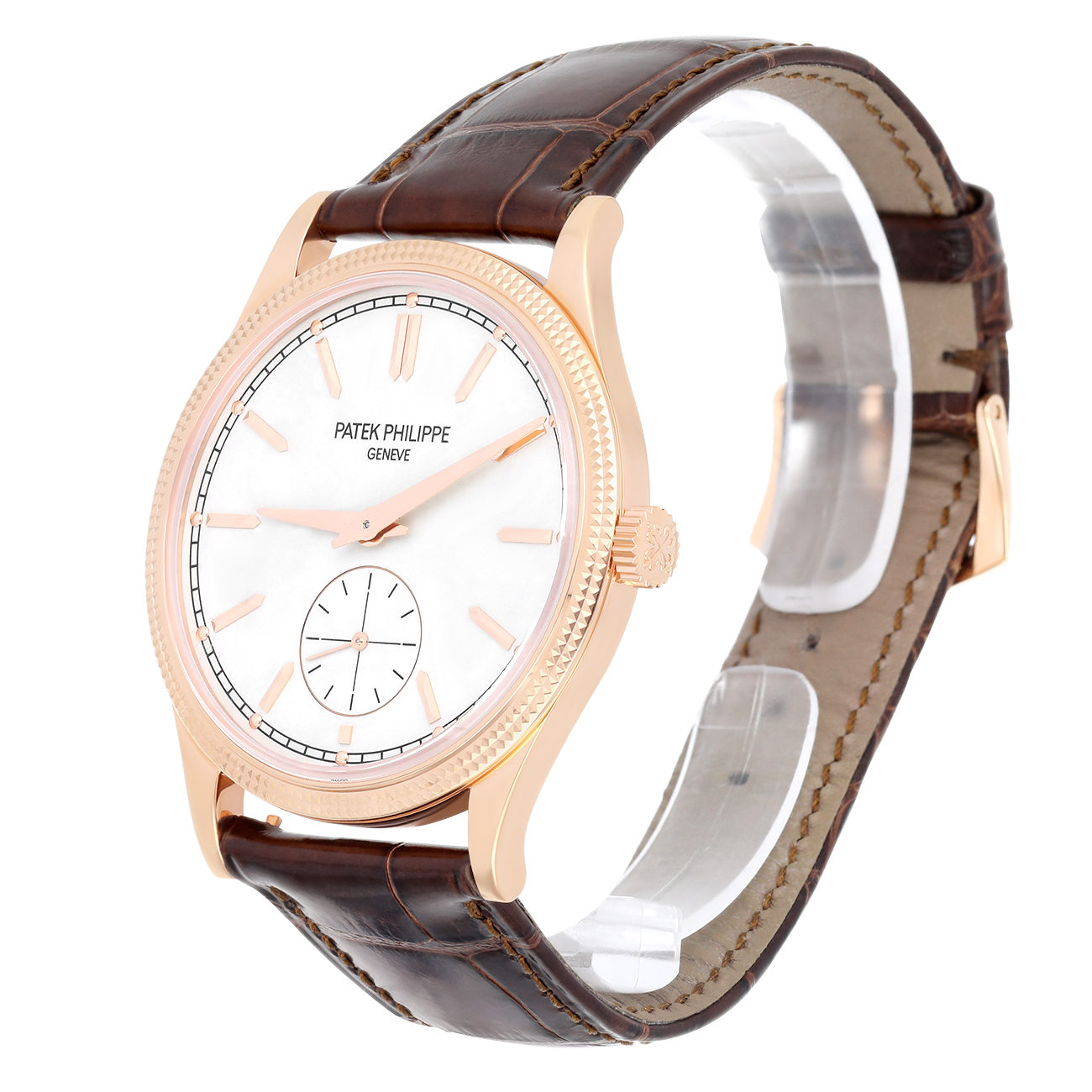 Patek Philippe Calatrava 6119R-001 Silvery Grained Dial Rose Gold Watch