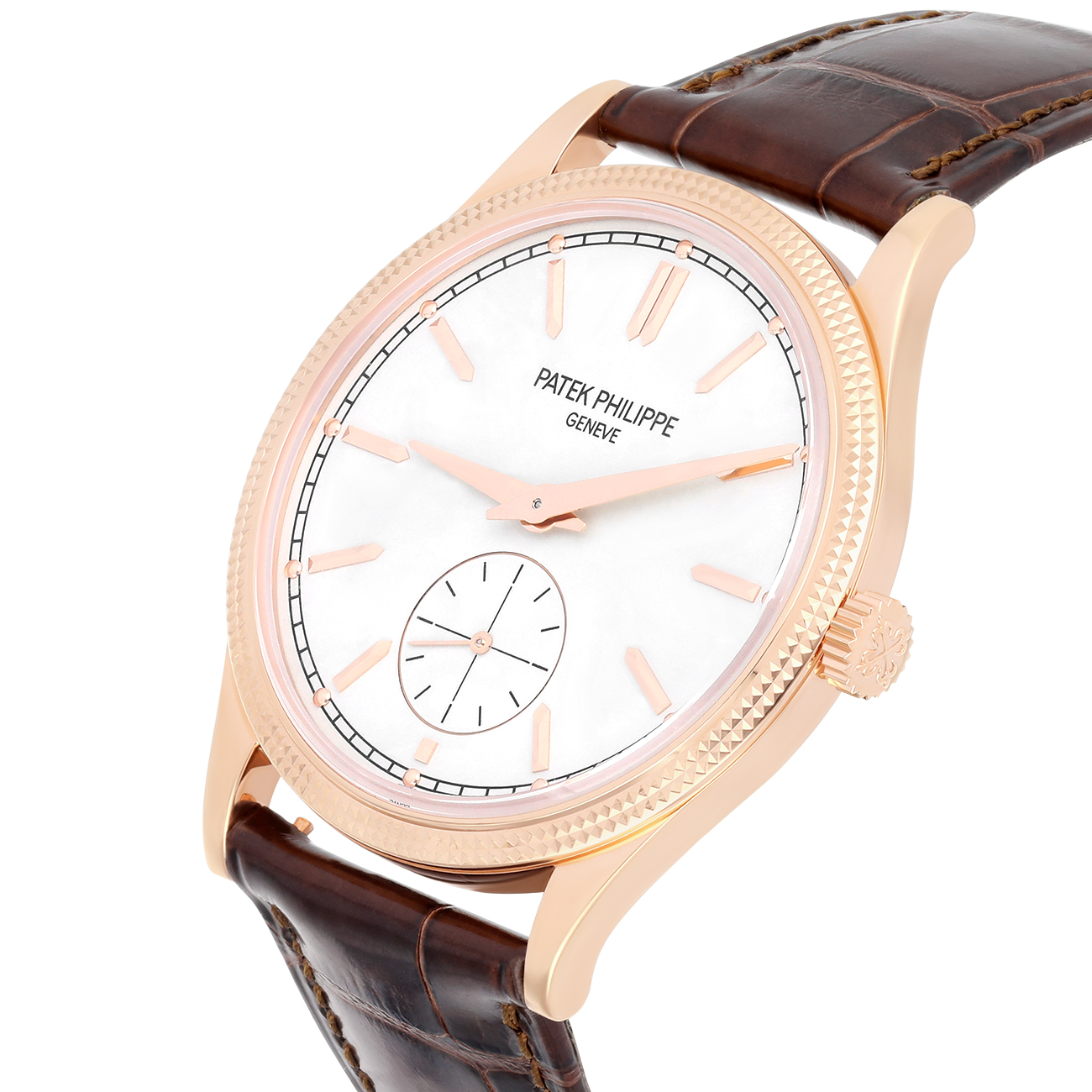 Patek Philippe Calatrava 6119R-001 Silvery Grained Dial Rose Gold Watch