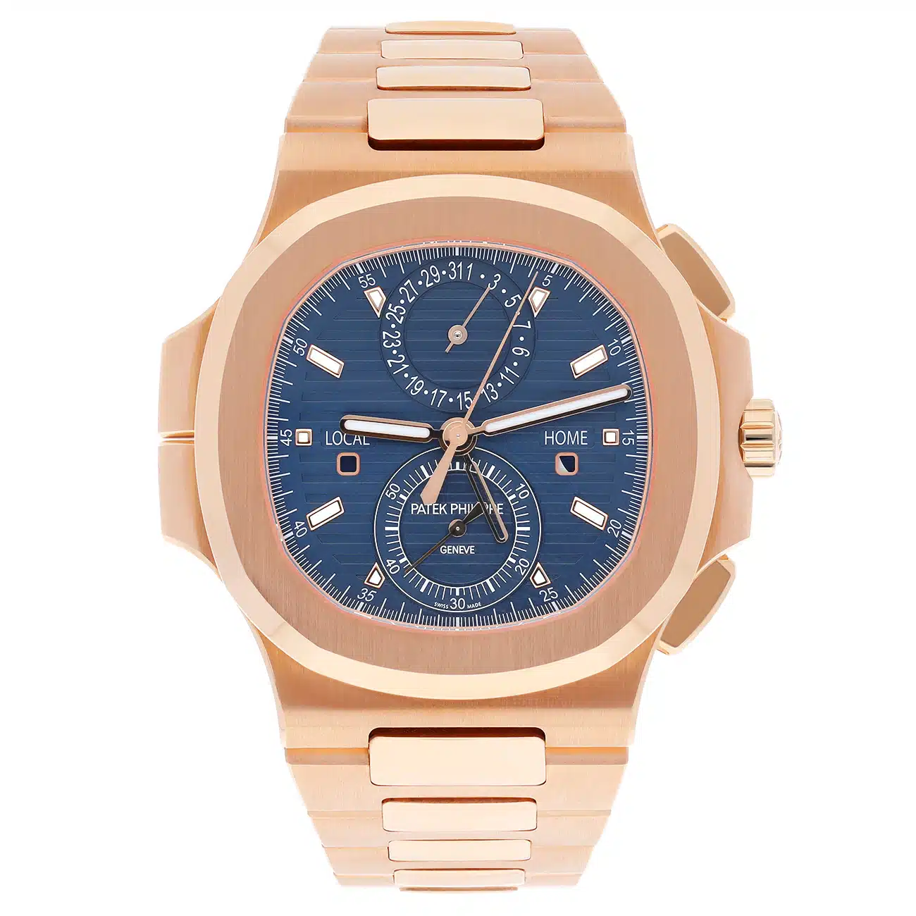 Patek Philippe Nautilus 5990/1R-001 rose gold watch, blue dial detail