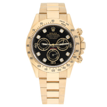 Rolex Cosmograph Daytona 126508-0003 Fixed Bezel Black Diamond Dial Oyster Bracelet Yellow Gold Watch
