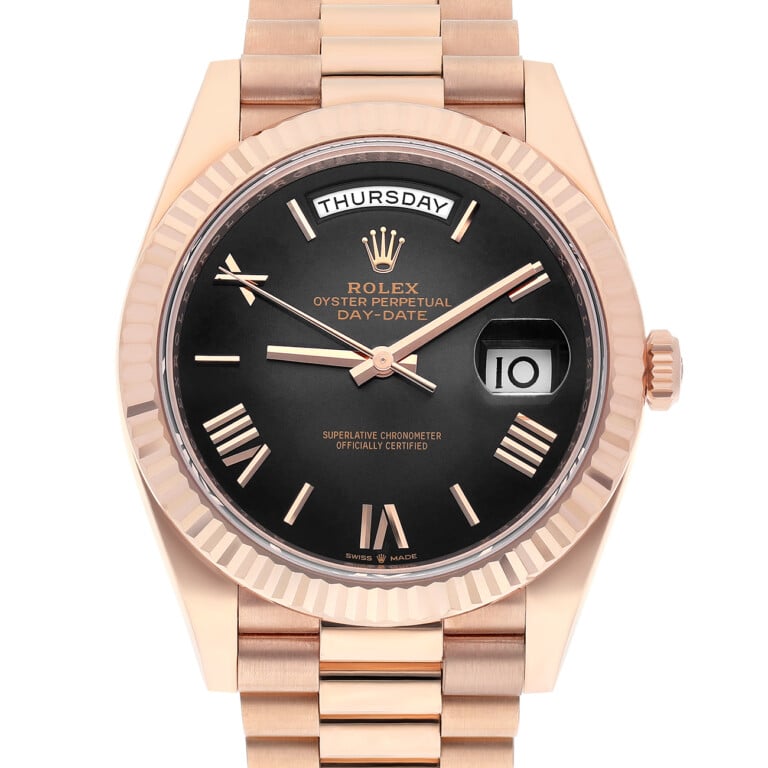 Rolex Day Date 228235-0055 “Oscars” Slate Ombré dial Dial Fluted Bezel 18k Rose Gold Watch – alternate view
