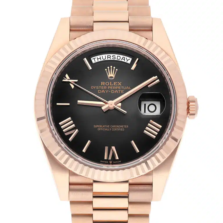 Rolex Day Date 228235-0055 “Oscars” Slate Ombré dial Dial Fluted Bezel 18k Rose Gold Watch – image 2