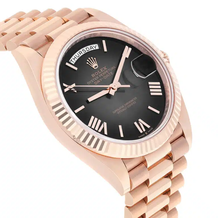 Rolex Day Date 228235-0055 “Oscars” Slate Ombré dial Dial Fluted Bezel 18k Rose Gold Watch – image 6