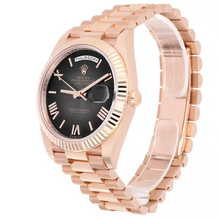 Rolex Day Date 228235-0055 “Oscars” Slate Ombré dial Dial Fluted Bezel 18k Rose Gold Watch – image 3