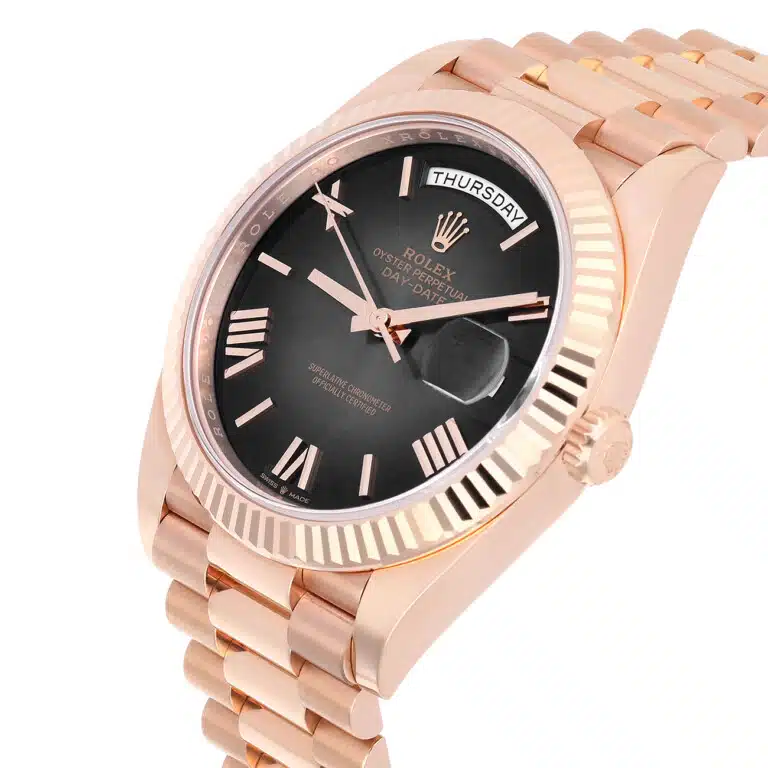 Rolex Day Date 228235-0055 “Oscars” Slate Ombré dial Dial Fluted Bezel 18k Rose Gold Watch – image 4