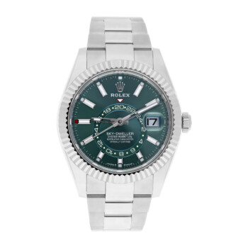 Rolex Sky-Dweller 336934 42mm Green Dial Fluted Stainless Steel Watch