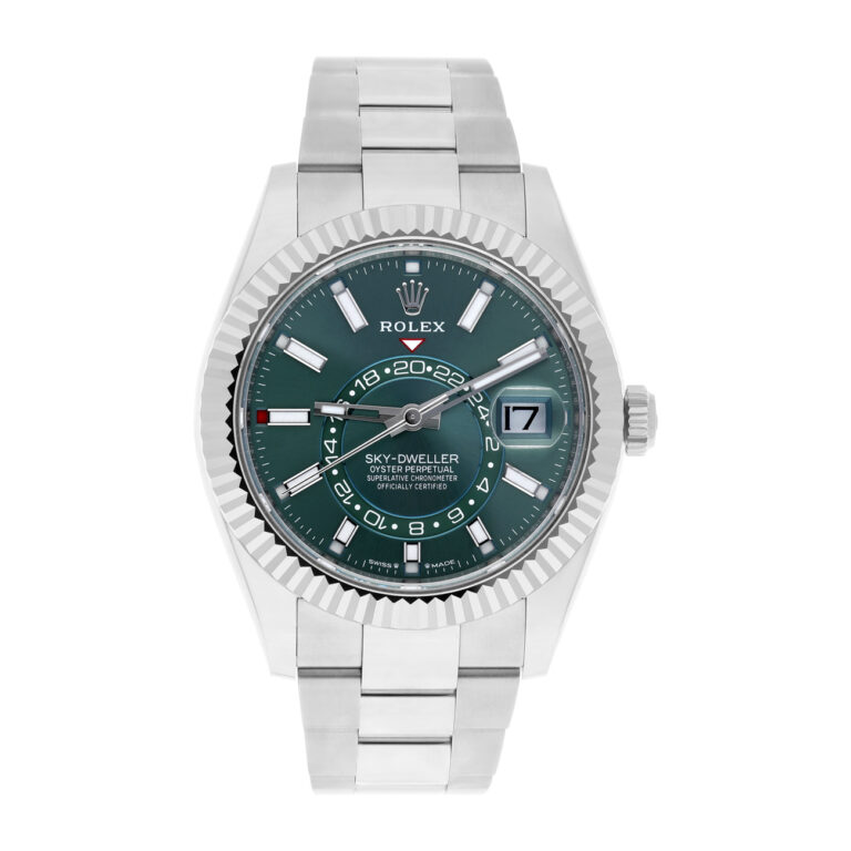Rolex Sky-Dweller 336934 42mm Green Dial Fluted Stainless Steel Watch