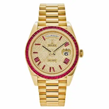 Rolex Day-Date 40 228398TRU Ruby Bezel Yellow Gold