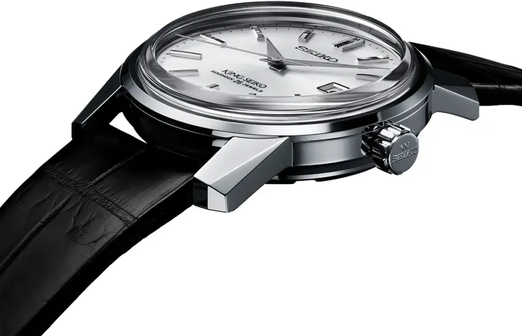 Elegant silver watch with black strap