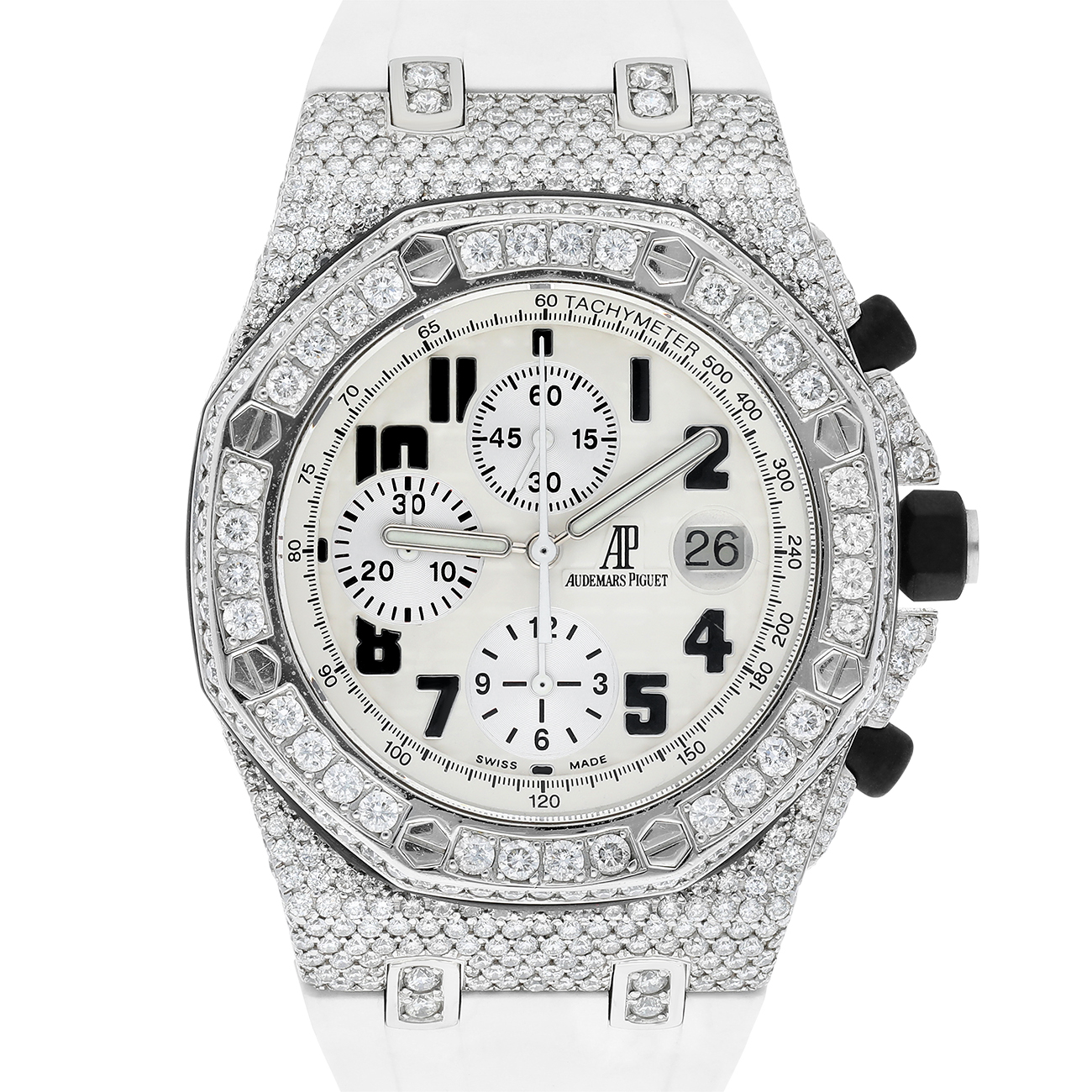 Audemars Piguet Royal Oak Offshore Chronograph 25940SK.OO.D002CA.02 43mm White Dial Diamond Case Watch