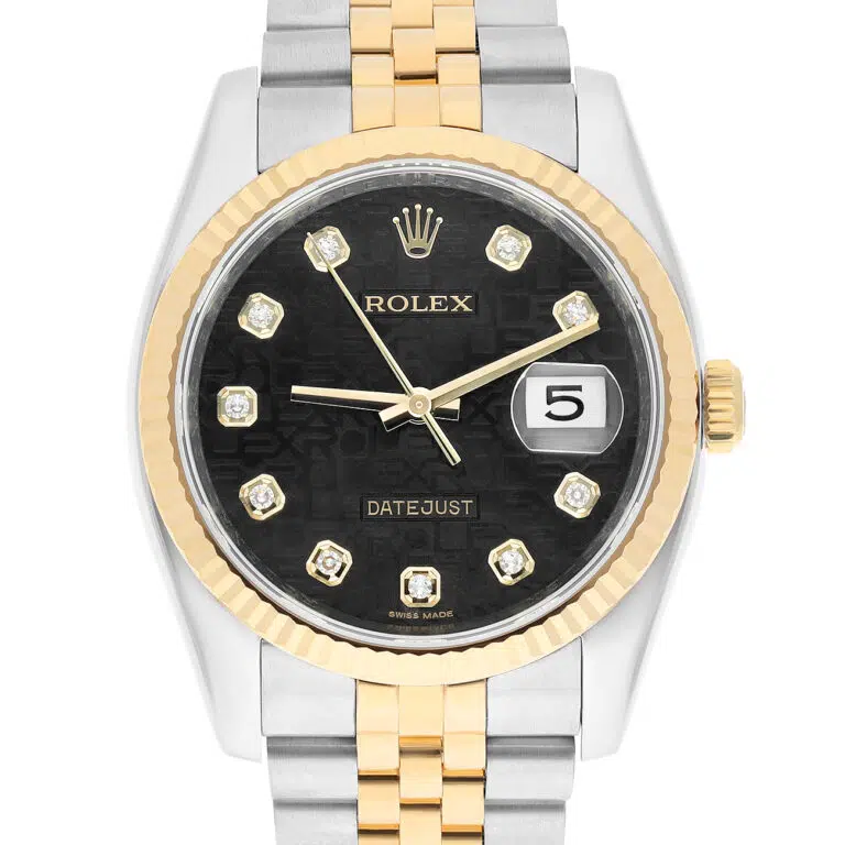 Rolex Datejust 36mm 116233 Fluted Bezel Black Computer Diamond Dial Two Tone Watch – image 2