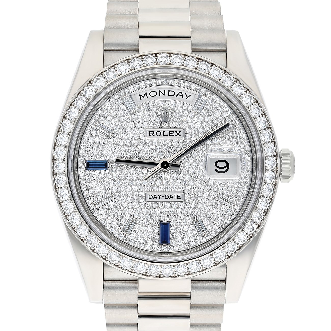Rolex Day-Date 228349RBR-0036 40mm Diamond Paved Dial President Bracelet 18 kt white gold Watch