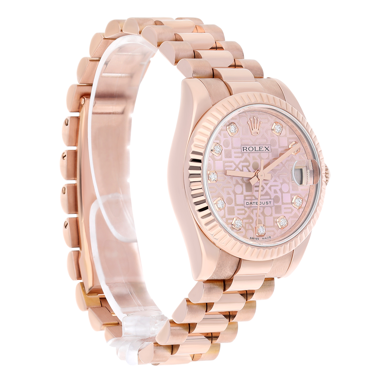Rolex Datejust 31mm 178275F Fluted Bezel Pink Computer Dial President Rose Gold Watch