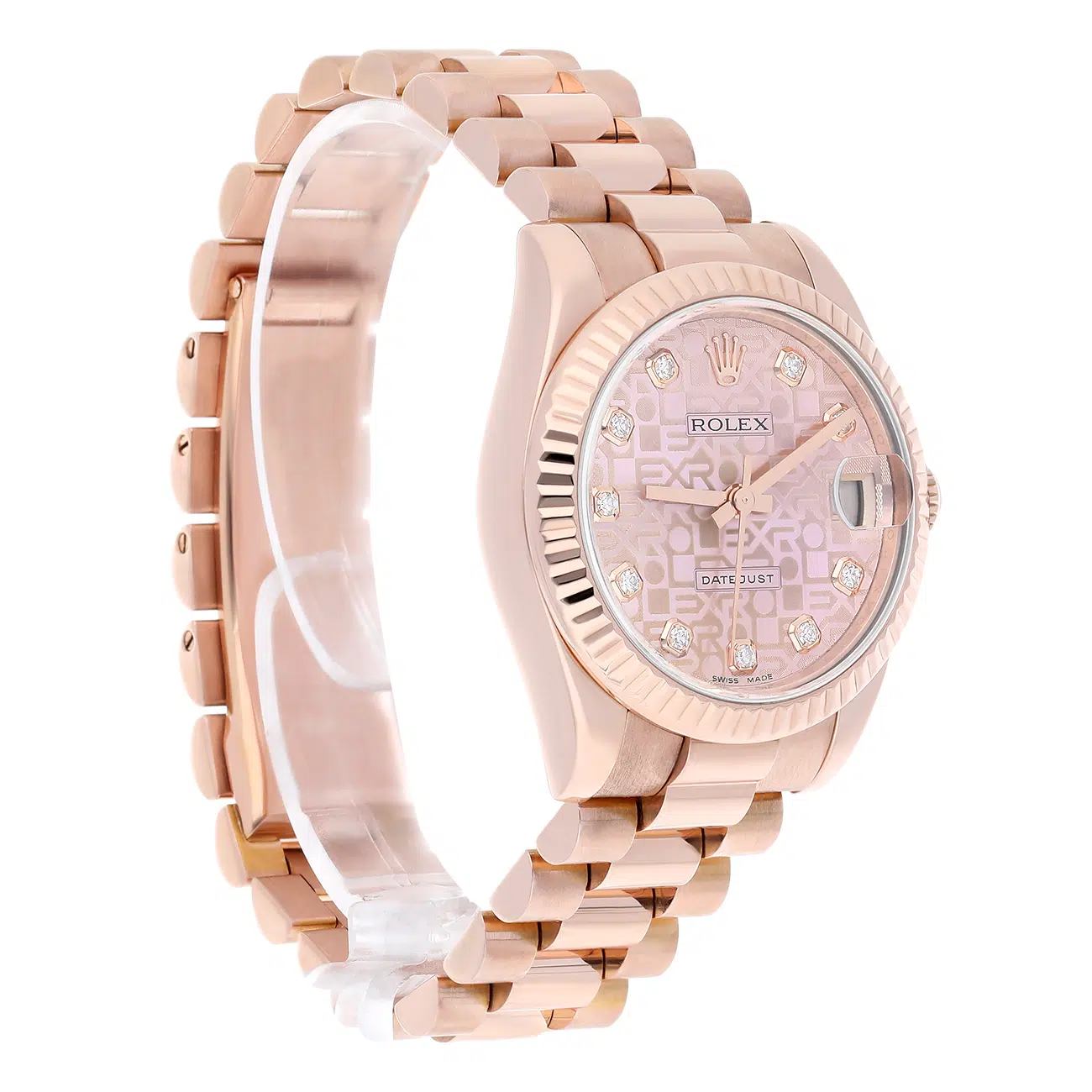 Rolex Datejust 31mm 178275F Fluted Bezel Pink Jubilee Motif Dial President Rose Gold Watch – image 3