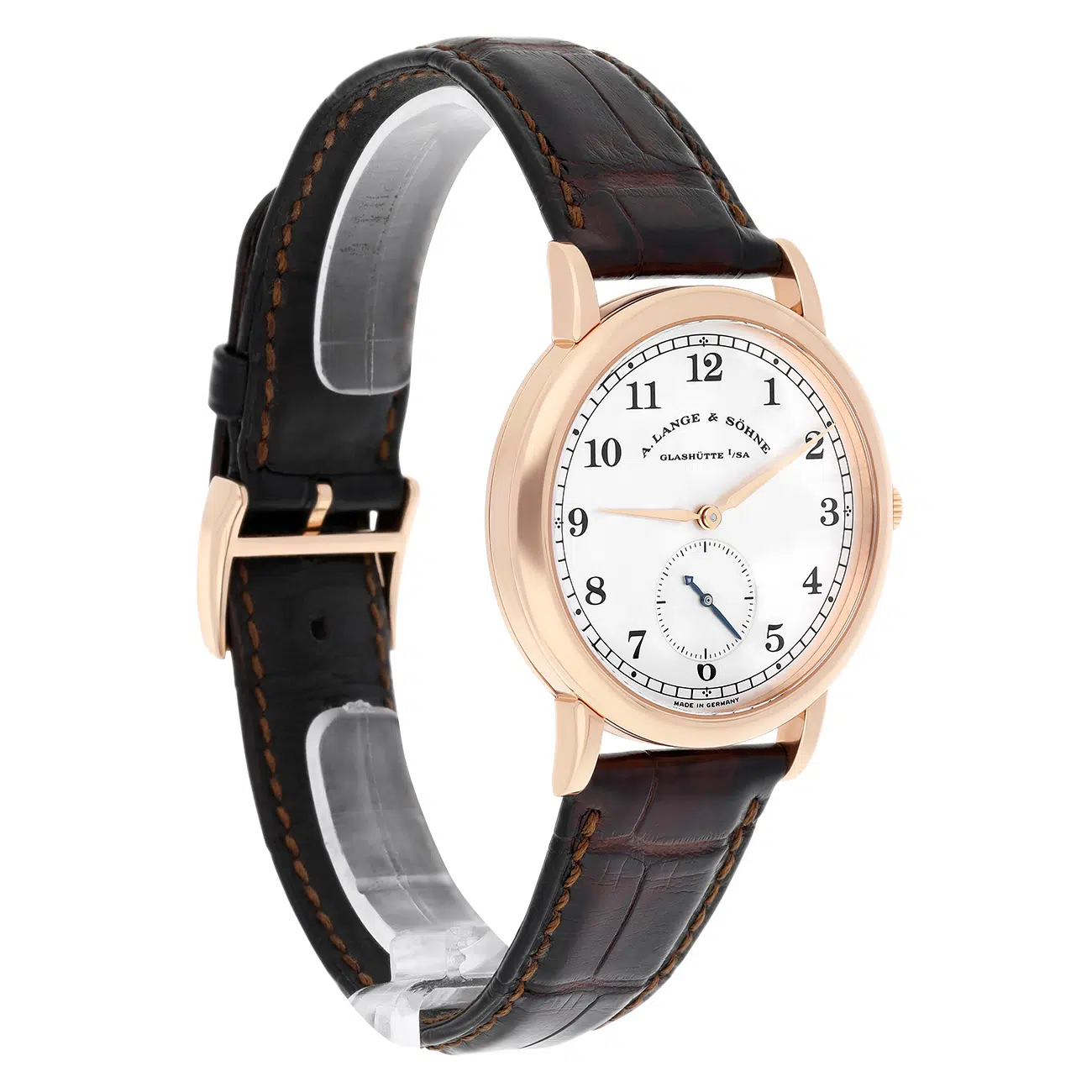 A. Lange & Söhne 206.032 / LSLS2064AD Argenté Dial Black Leather 18K Pink gold Watch – image 3