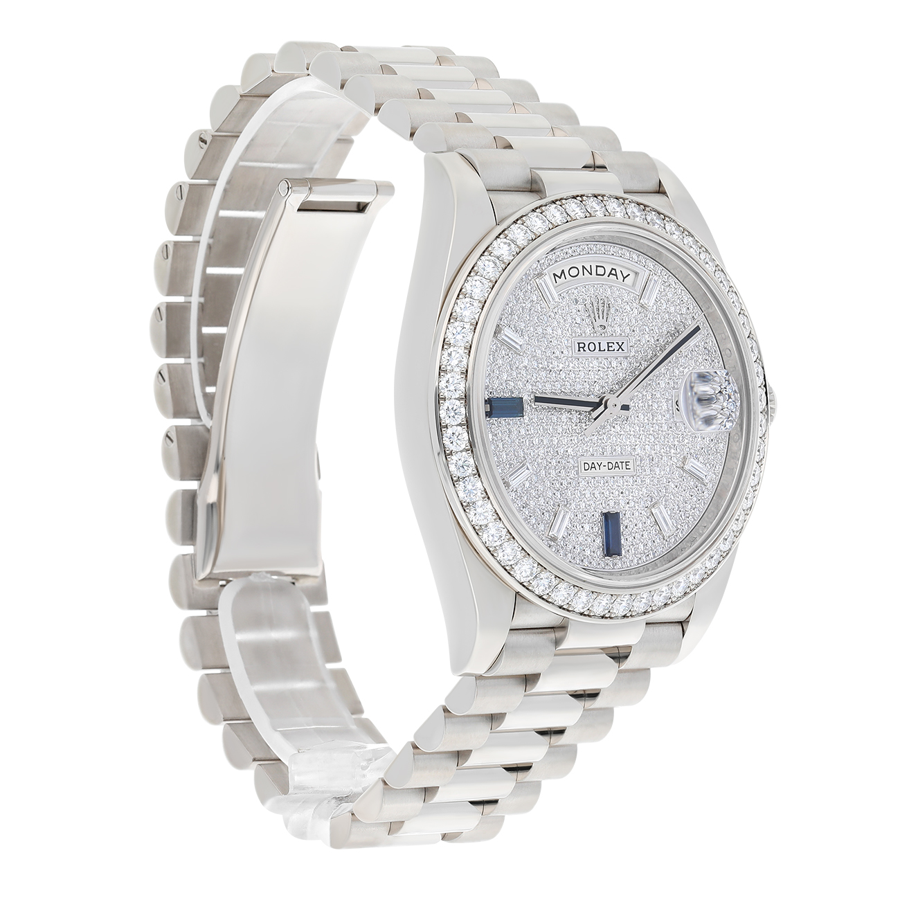 Rolex Day-Date 228349RBR-0036 40mm Diamond Paved Dial President Bracelet 18 kt white gold Watch