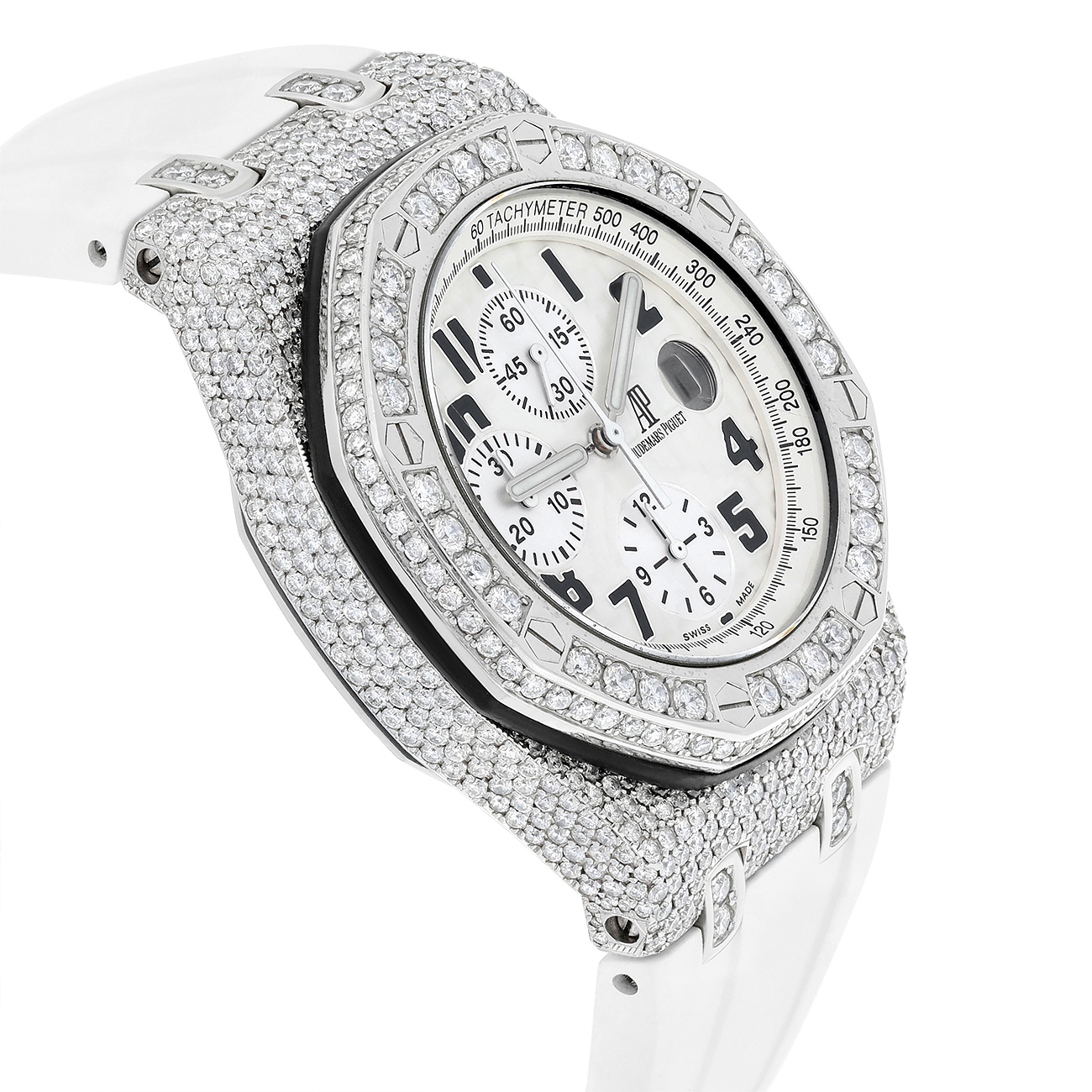 Audemars Piguet Royal Oak Offshore Chronograph 25940SK.OO.D002CA.02 43mm White Dial Diamond Case Watch