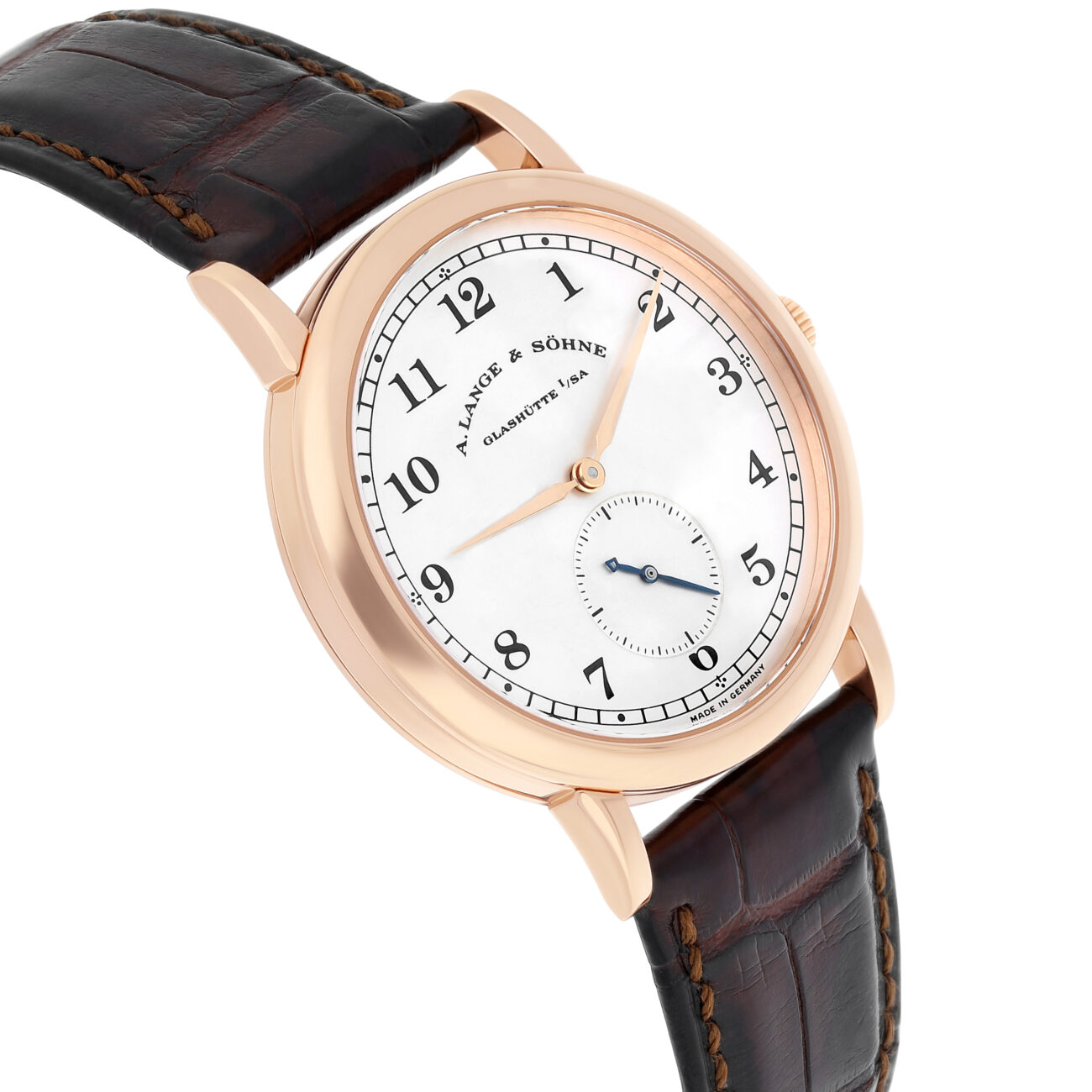 A. Lange & Söhne 206.032 / LSLS2064AD Argenté Dial Black Leather 18K Pink gold Watch