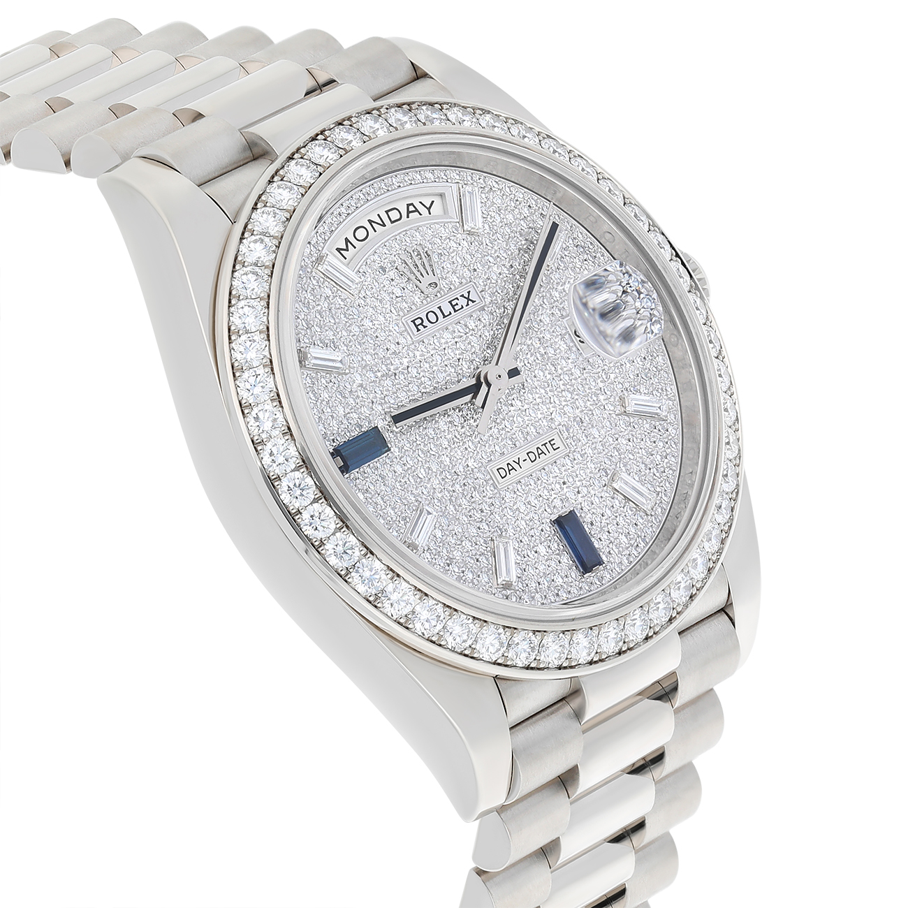 Rolex Day-Date 228349RBR-0036 40mm Diamond Paved Dial President Bracelet 18 kt white gold Watch