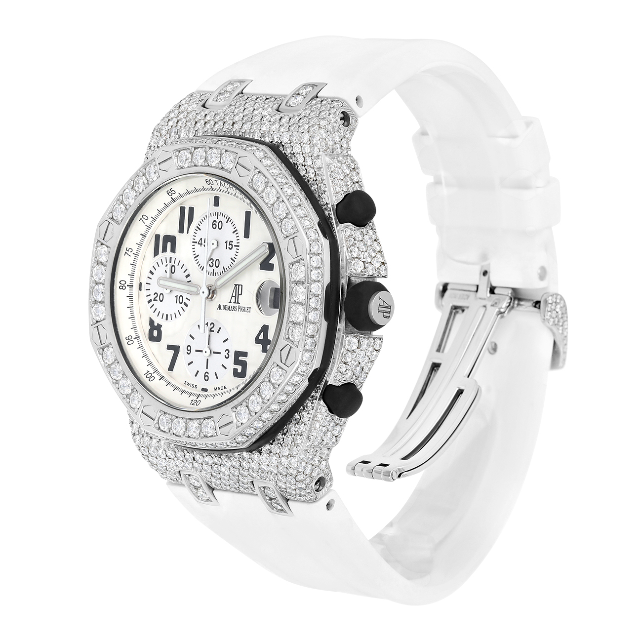Audemars Piguet Royal Oak Offshore Chronograph 25940SK.OO.D002CA.02 43mm White Dial Diamond Case Watch