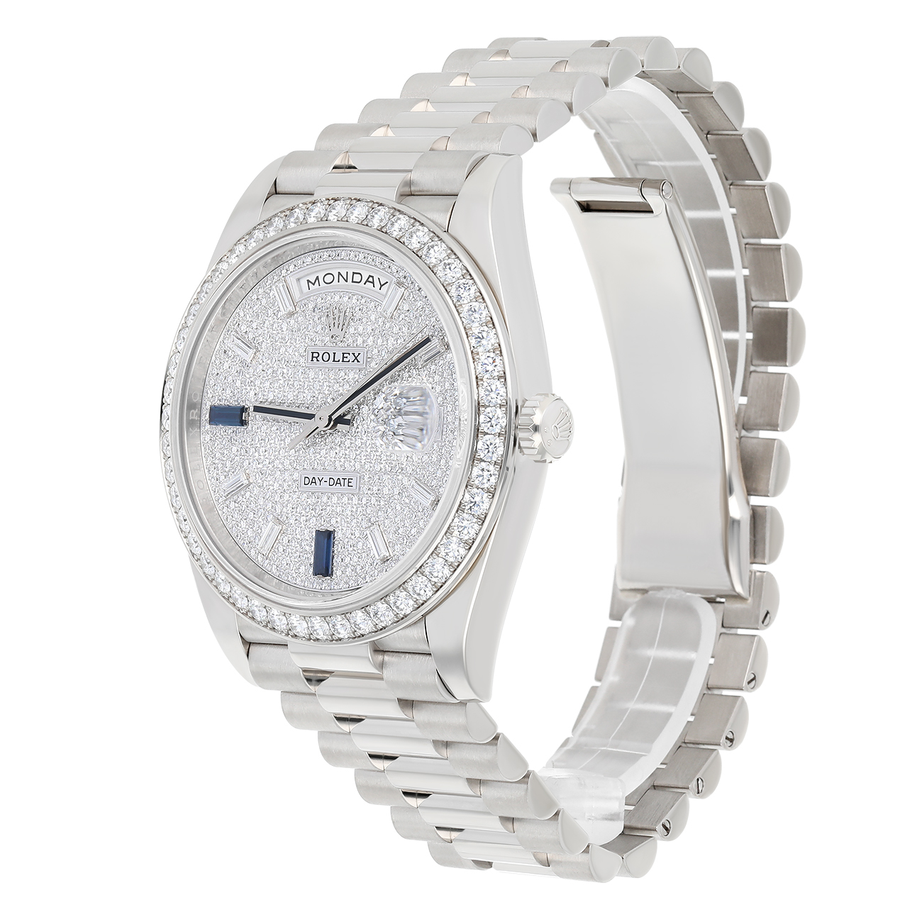 Rolex Day-Date 228349RBR-0036 40mm Diamond Paved Dial President Bracelet 18 kt white gold Watch