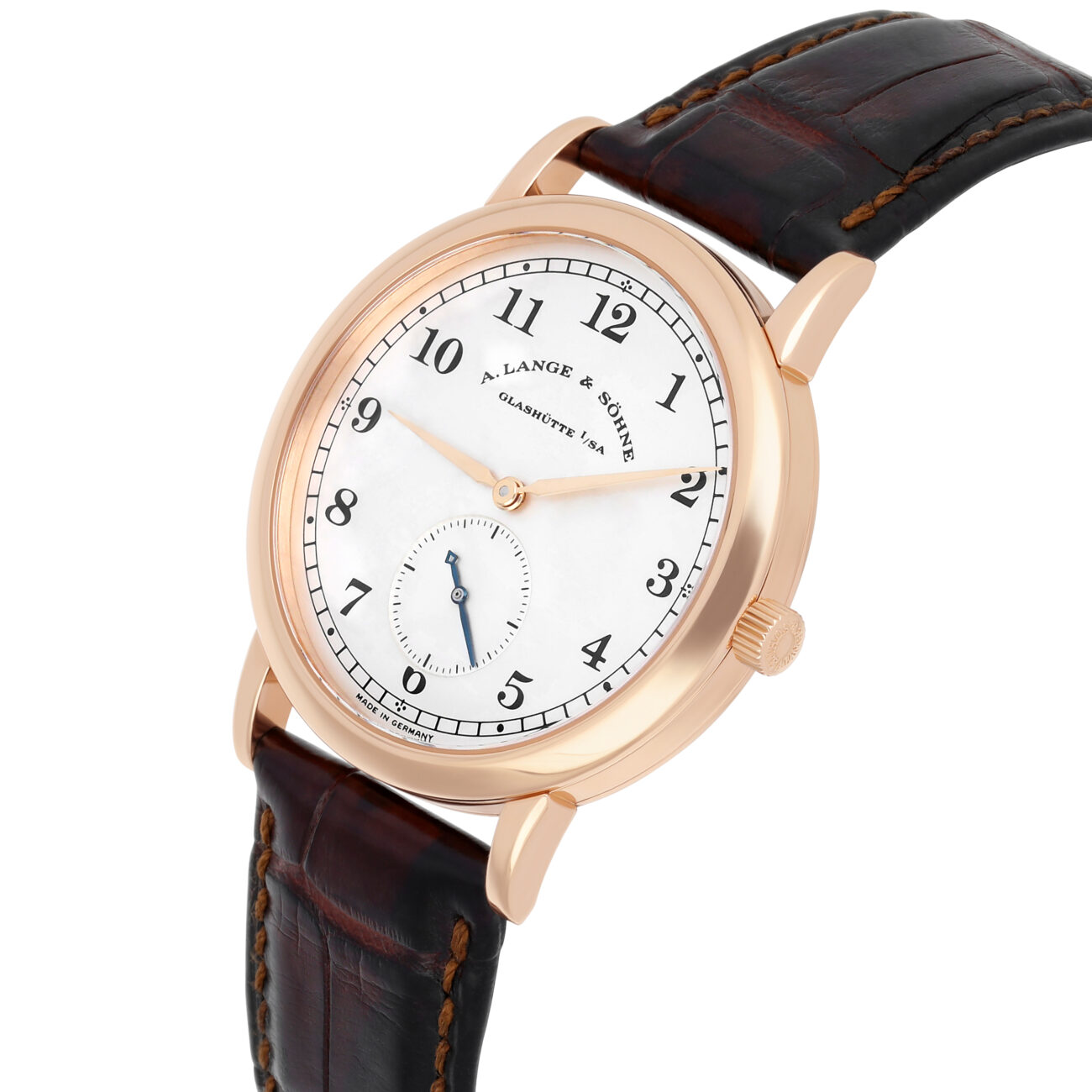 A. Lange & Söhne 206.032 / LSLS2064AD Argenté Dial Black Leather 18K Pink gold Watch