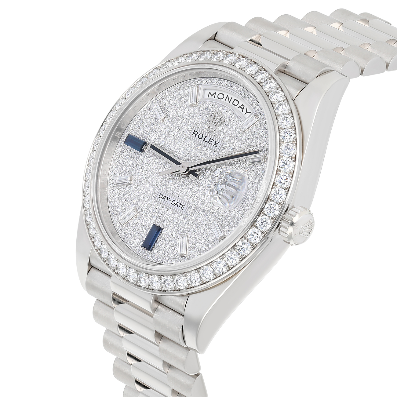 Rolex Day-Date 228349RBR-0036 40mm Diamond Paved Dial President Bracelet 18 kt white gold Watch