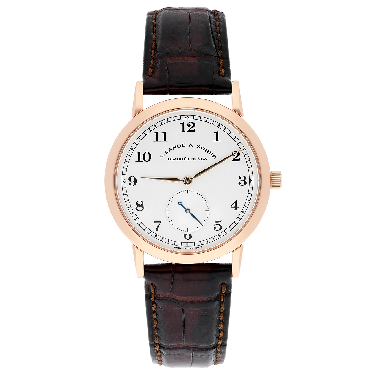 A. Lange & Söhne 206.032 / LSLS2064AD Argenté Dial Black Leather 18K Pink gold Watch