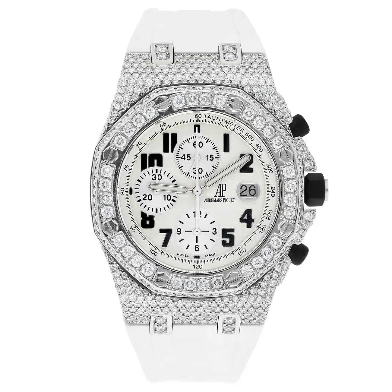 Audemars Piguet Royal Oak Offshore Chronograph 25940SK.OO.D002CA.02 43mm White Dial Diamond Case Watch