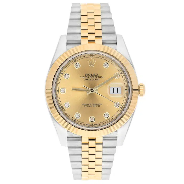 Rolex Datejust 41MM 126333-0012 Fluted Bezel Champagne Diamond Dial Jubilee Two Tone Watch