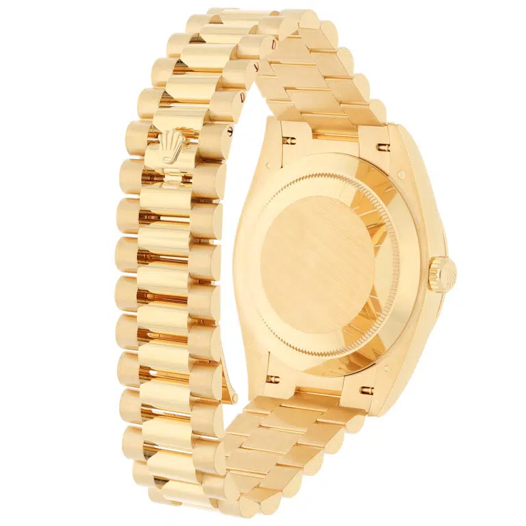 Rolex Day-Date 40 228238-0069 Yellow Gold Fluted Bezel Green Dial Watch – image 9